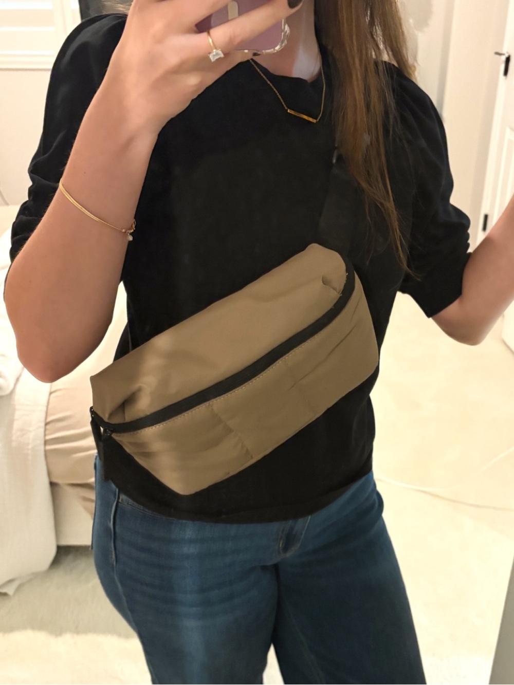 CALPAK Luka Belt Bag in Chocolate Quilted Crossbody - Picture 10 of 10